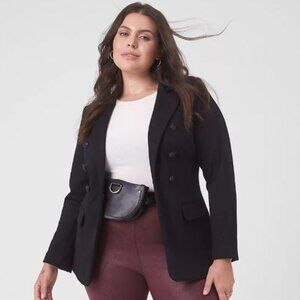 Lane Bryant Ponte Knit Blazer Jacket Womens 26 Black Plus Work Office GG11X
